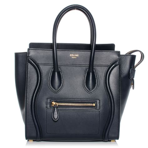 celine micro luggage bag navy blue serial num